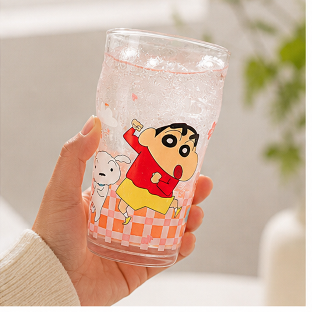 クレヨンしんちゃん 500ml ガラスタンブラー ピンク