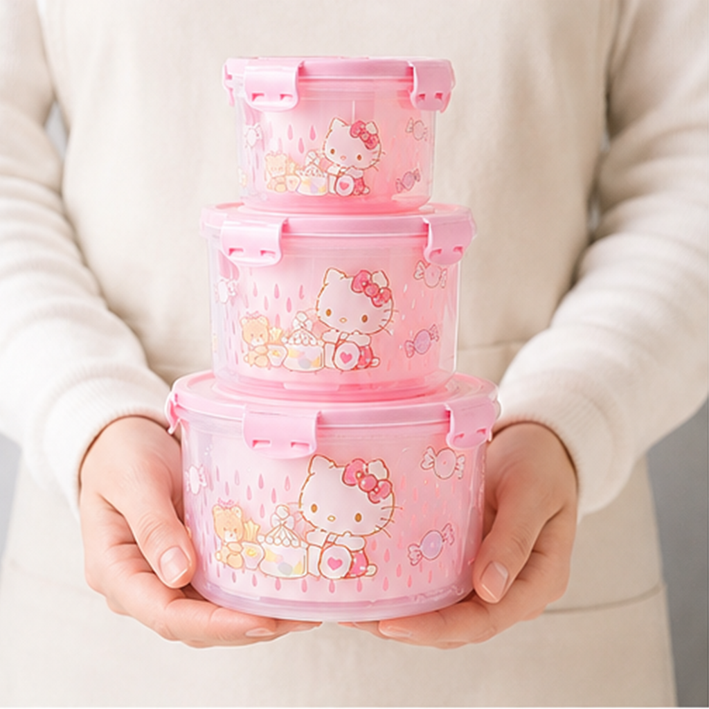 サンリオ ハローキティ 密封フードコンテナ ピンク 3個セット