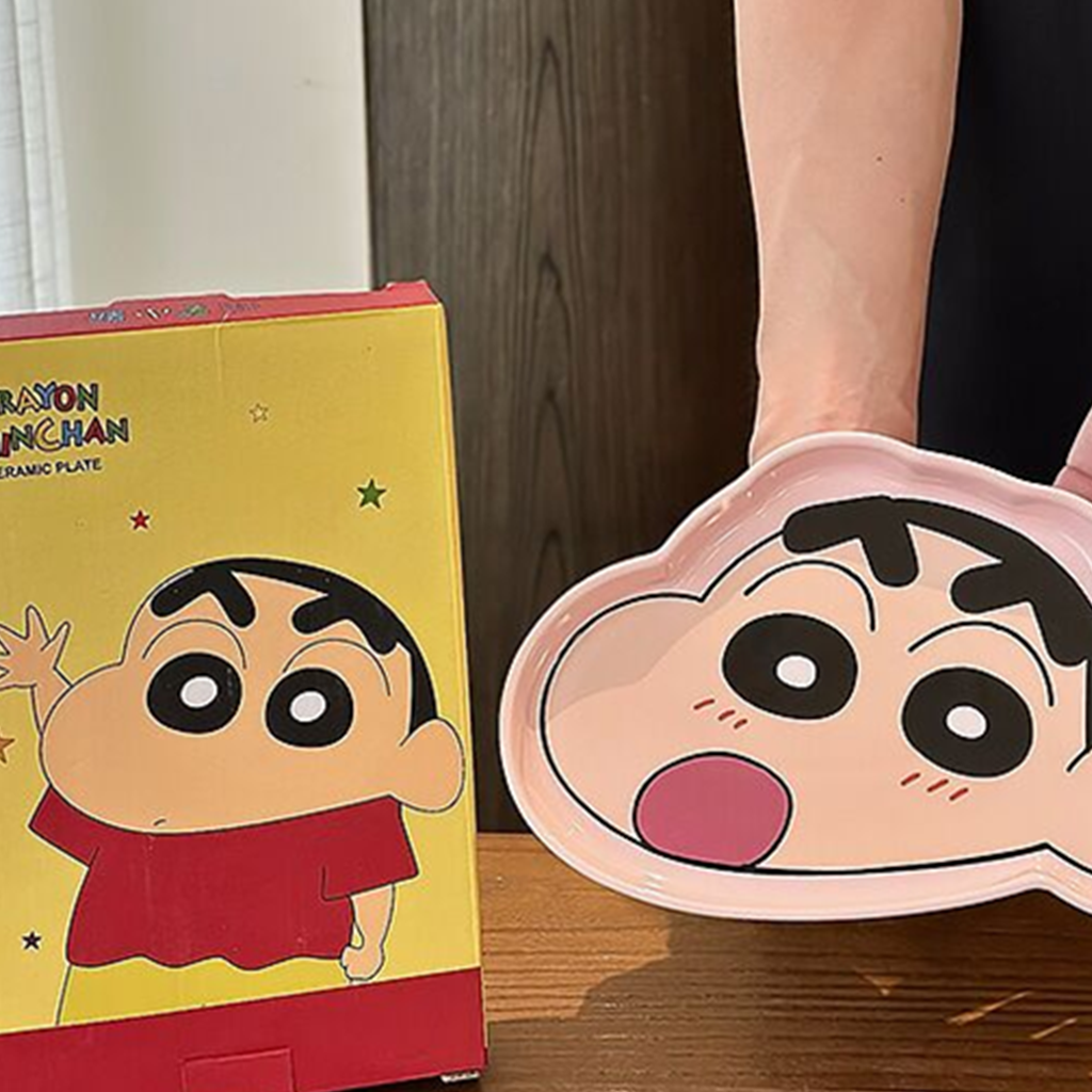 クレヨンしんちゃん フェイス型 セラミックプレート 約22cm ピンク