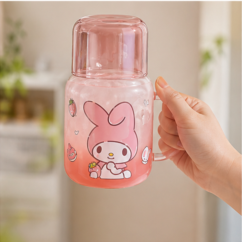 マイメロディ 800ml 耐熱ガラスピッチャー 450mlカップ付き ピンク