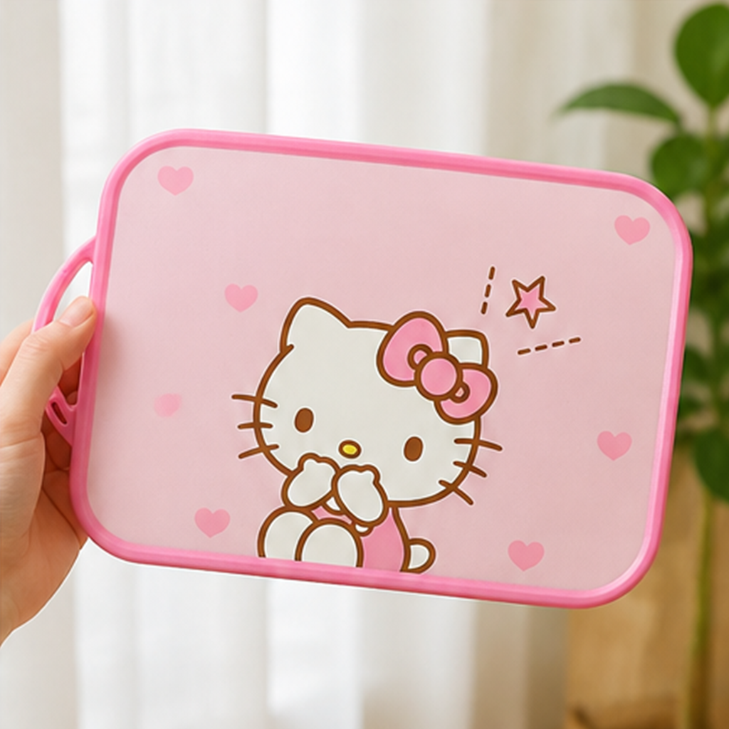 サンリオ ハローキティ 両面カッティングボード ピンク 持ち手付き