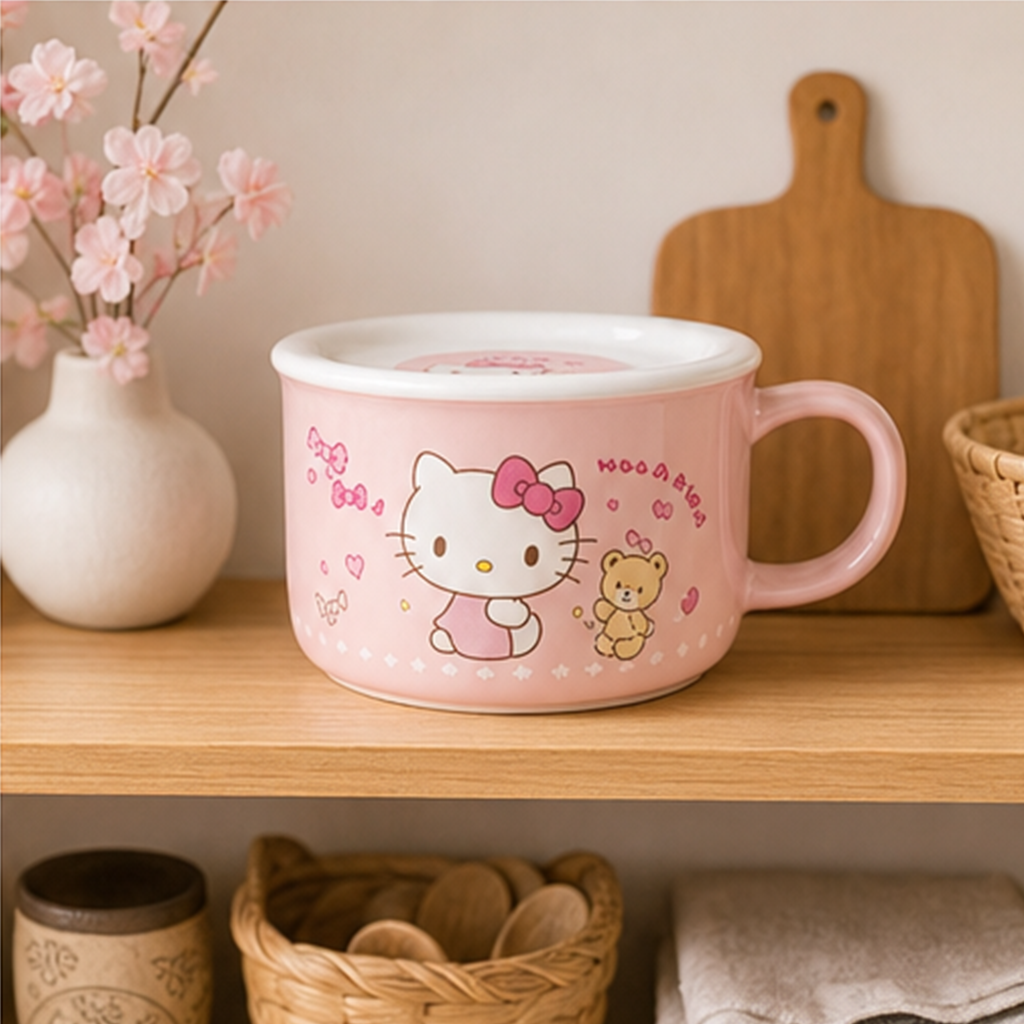 サンリオキャラクター ふた付き陶器ヌードルボウル