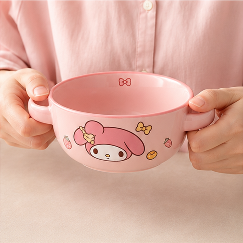 マイメロディ Mサイズ ダブルハンドル セラミックボウル