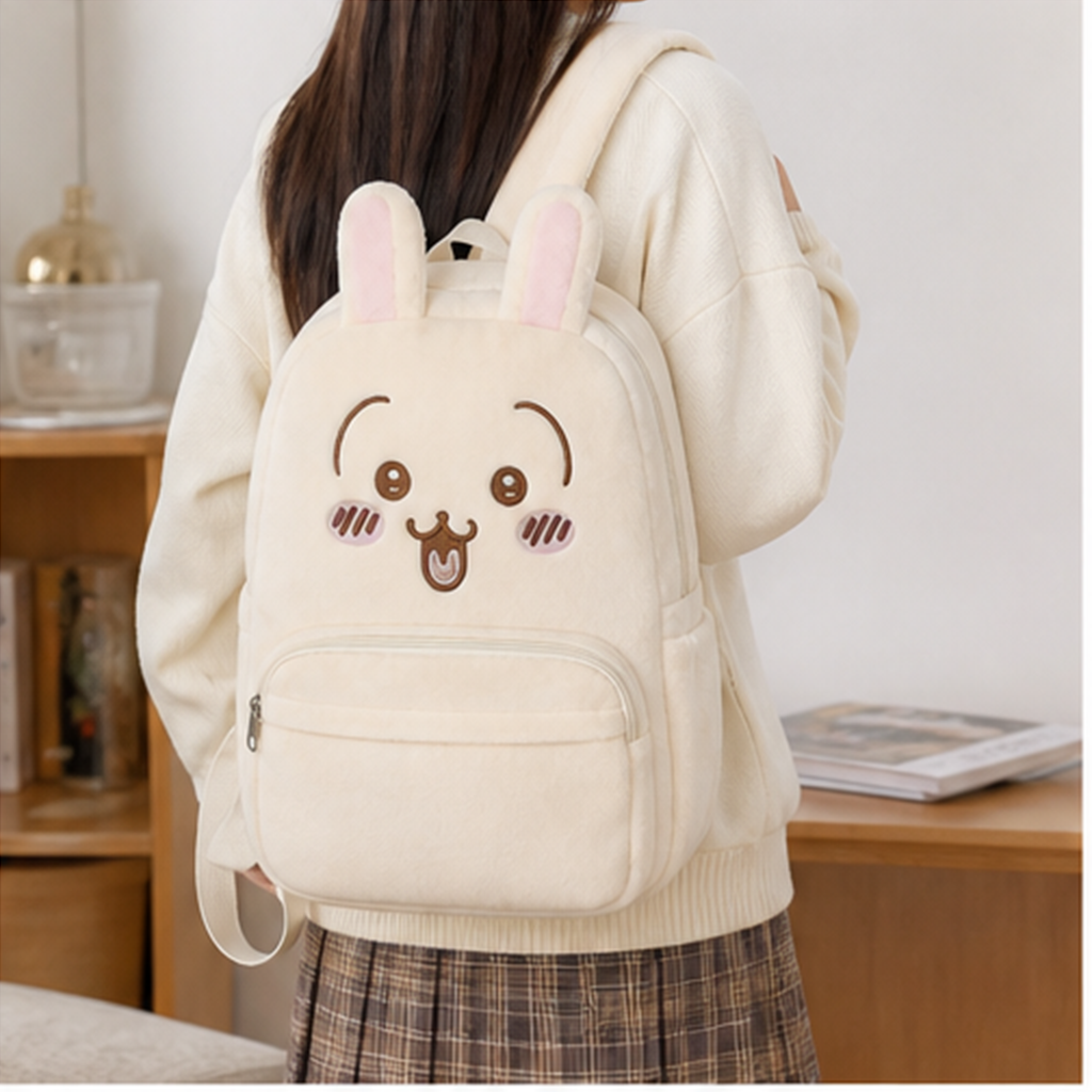 ちいかわ うさぎ 刺繍フェイスもこもこリュック