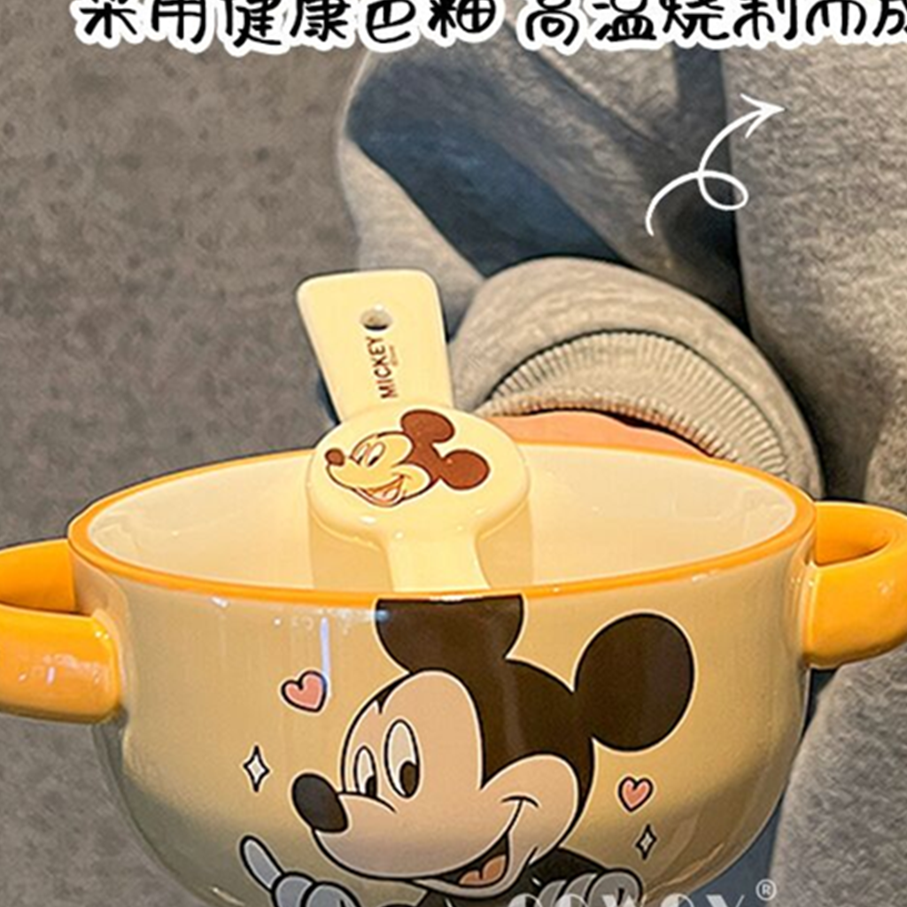 ミッキーマウス 両手付きセラミックボウル＆スプーン 400ml