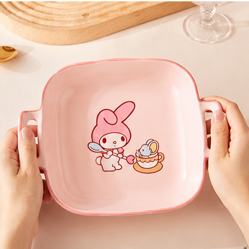 サンリオ マイメロディ 9インチ 両手付きセラミックベーキングディッシュ ピンク