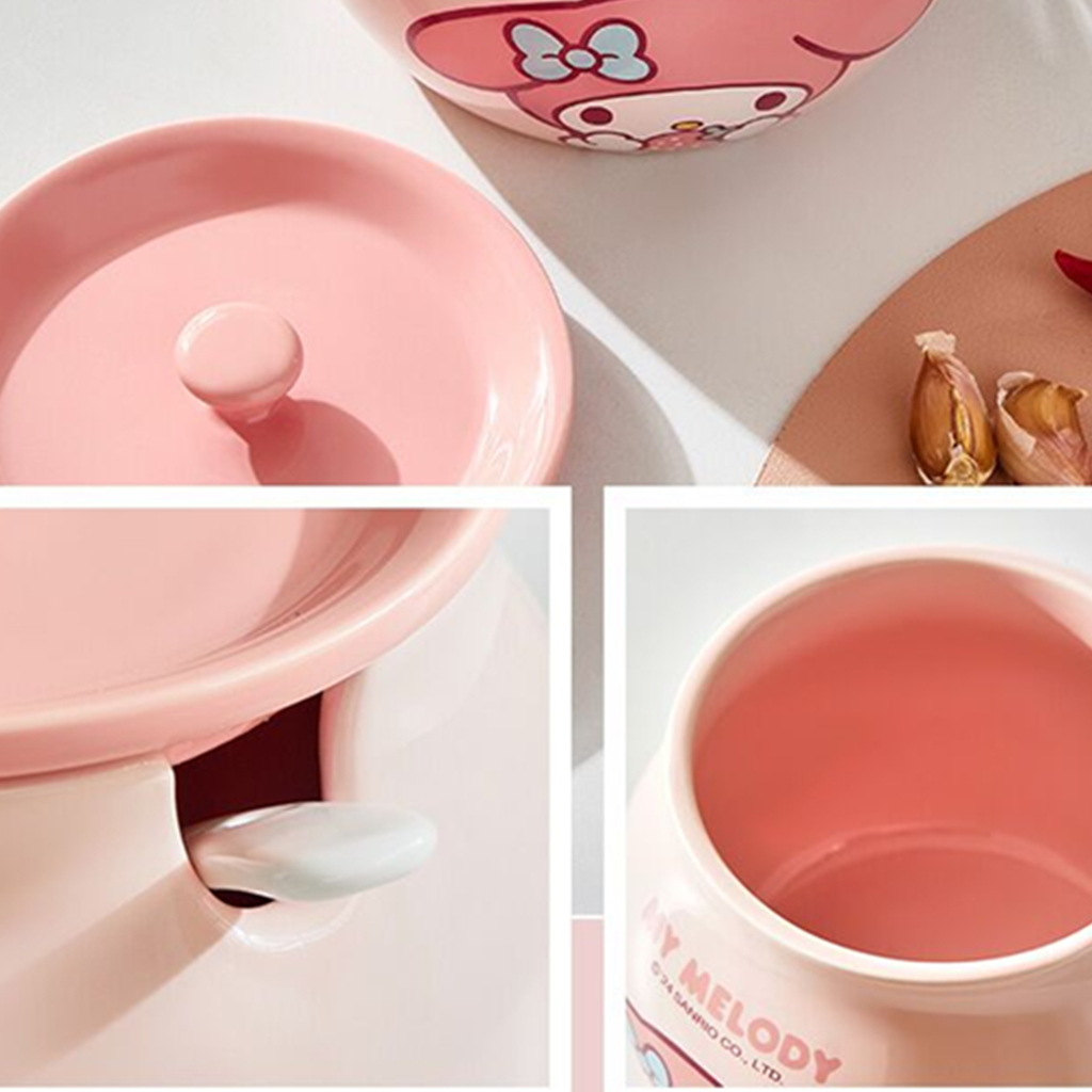 マイメロディ ふた・スプーン付きセラミック調味料ポット 1200ml