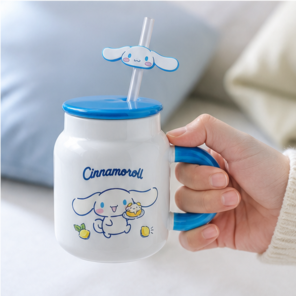 サンリオ シナモロール 400ml ふた付きセラミックストローマグ