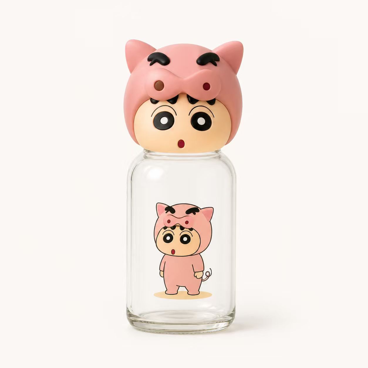 クレヨンしんちゃん 立体キャップ付きミニガラスボトル 230ml
