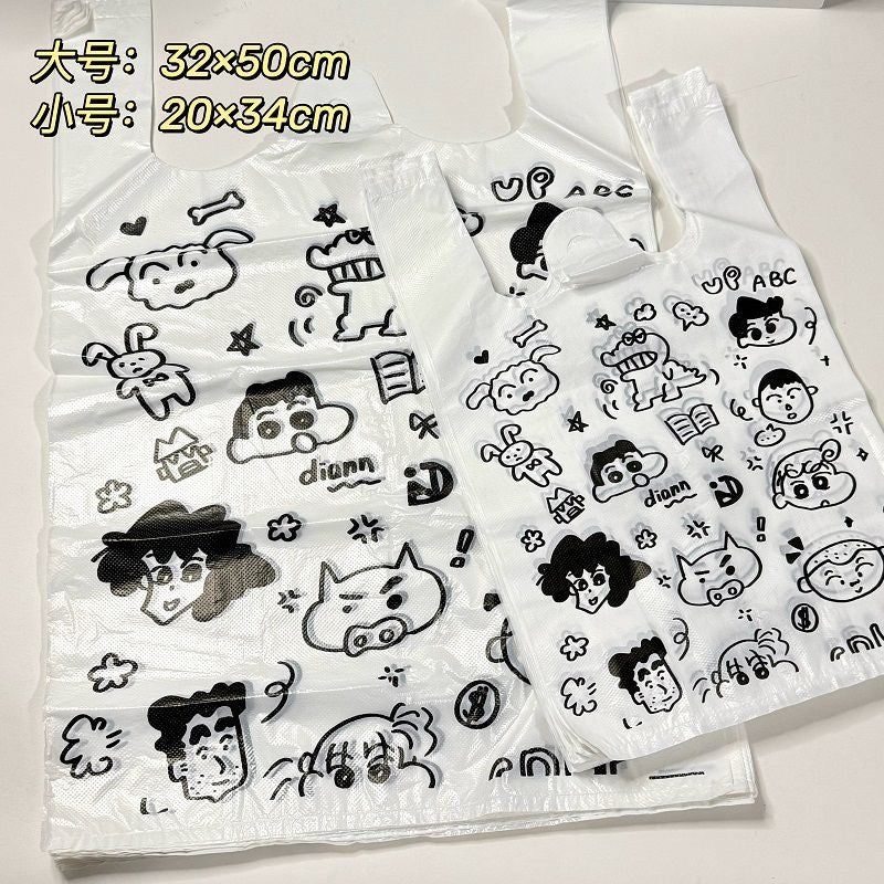タンクトップ袋クレヨンしんちゃん/サンリオ/ちいかわ網紅手提げ可愛いゴミ袋/20pcs