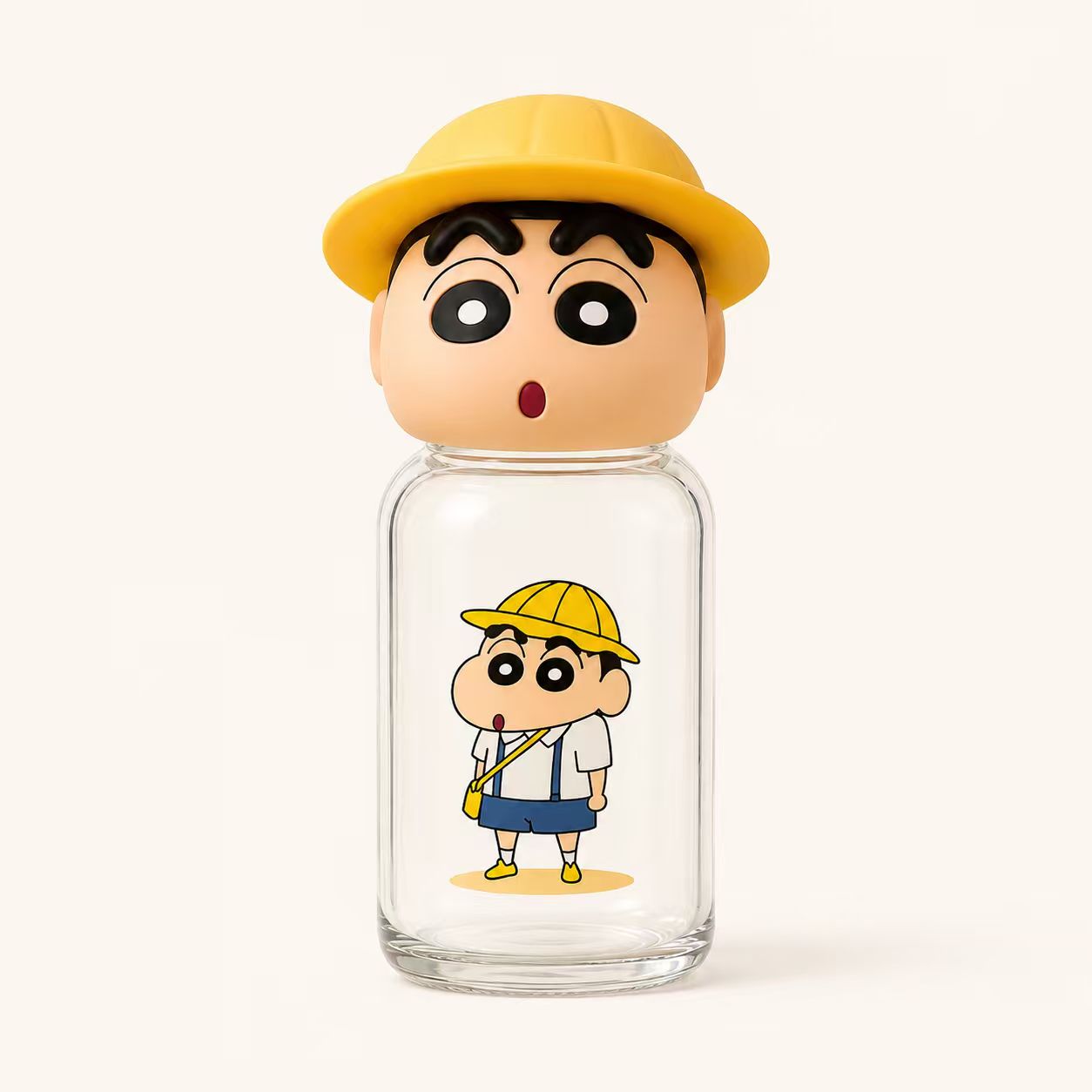 クレヨンしんちゃん 立体キャップ付きミニガラスボトル 230ml