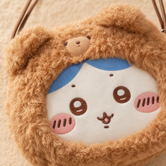 ふわもこフェイス ショルダーバッグ｜刺繍デザイン・斜め掛け