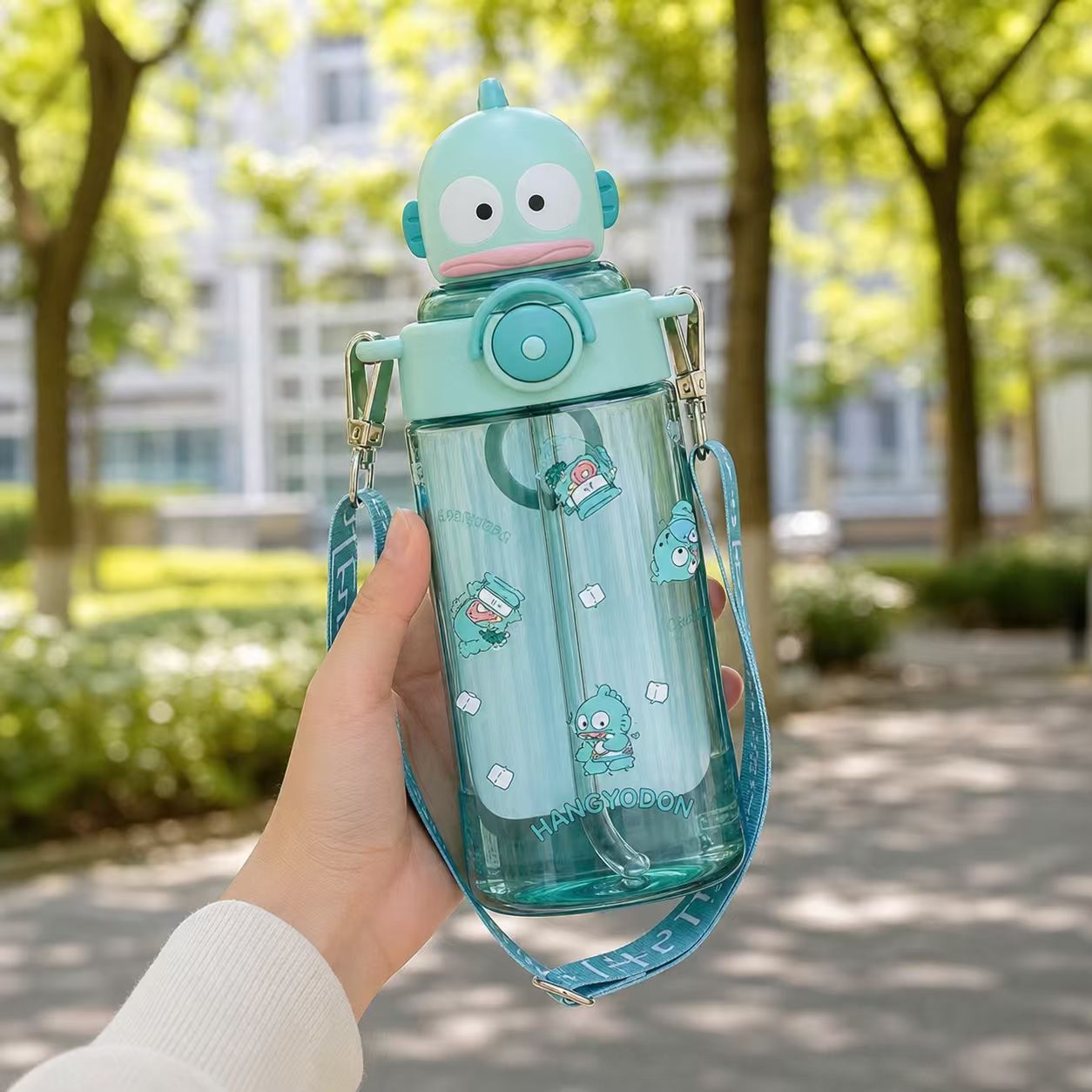 650ml キャラクターモチーフ ストローボトル｜ショルダーストラップ付き