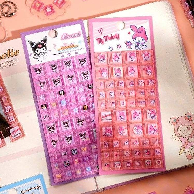 3枚花柄タイルのシール