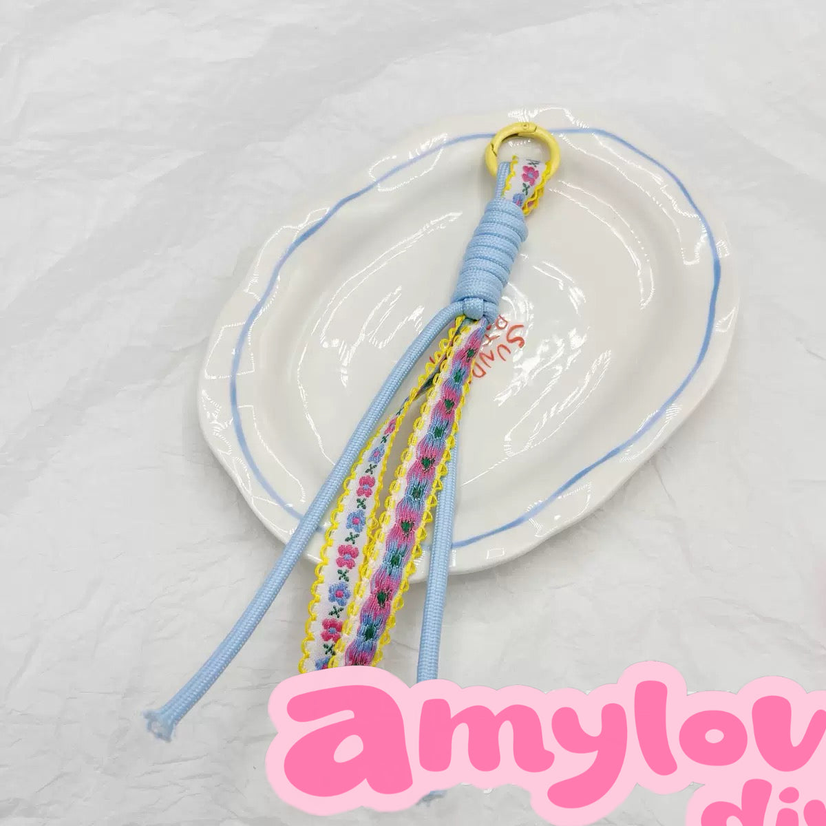 DIY手編みロープのバッグ飾りキーホルダー