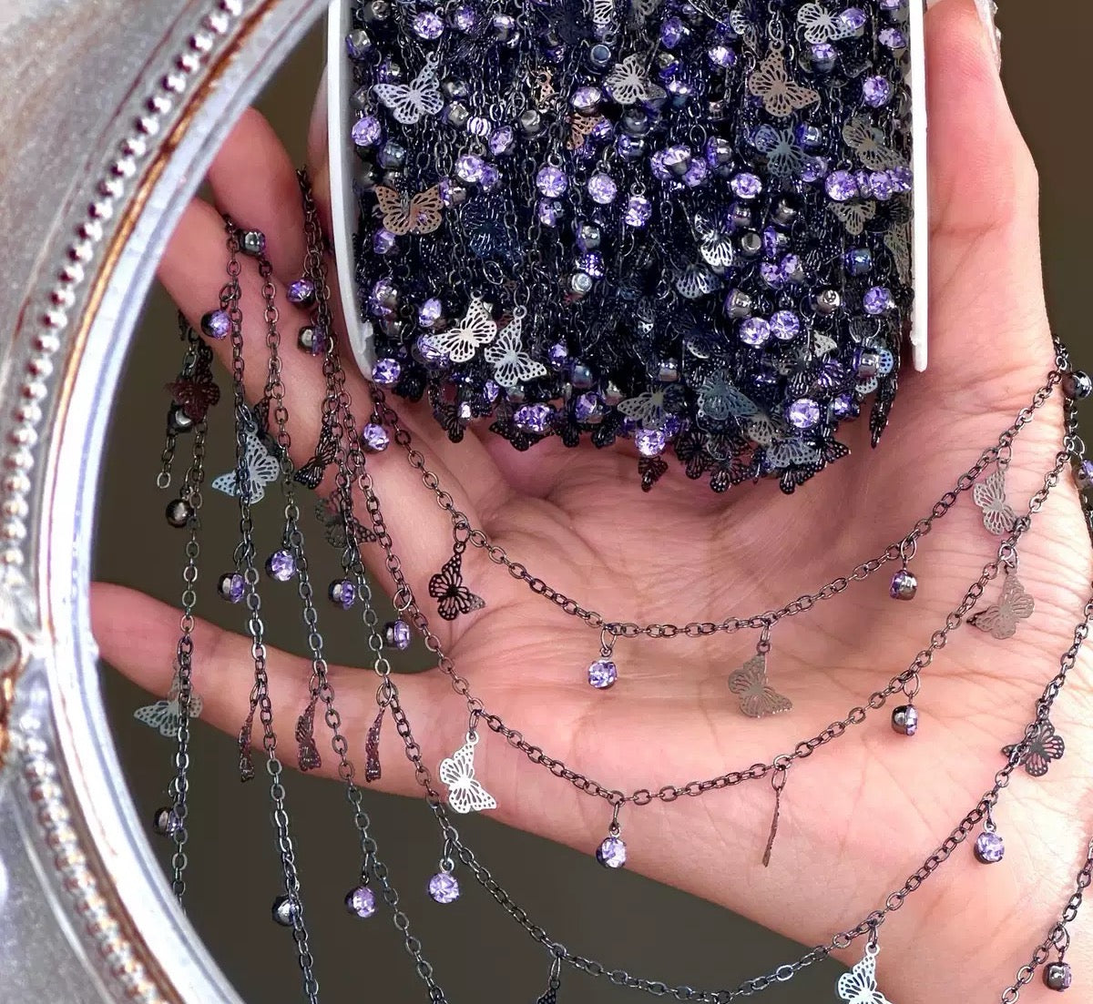 1m DIYチェーン付きダイヤモンドブレスレット テレビ電話用アクセサリー