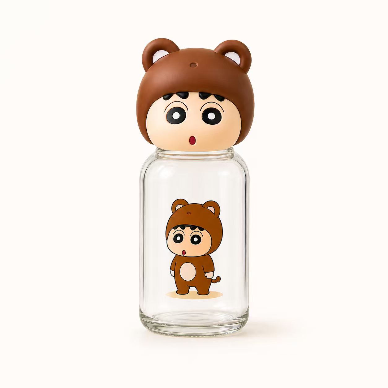 クレヨンしんちゃん 立体キャップ付きミニガラスボトル 230ml