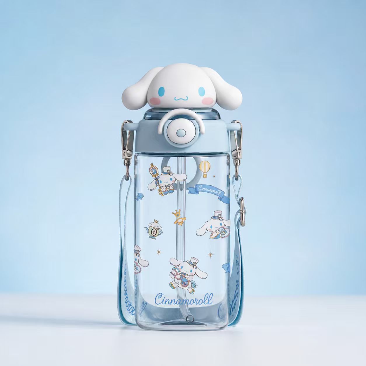 650ml キャラクターモチーフ ストローボトル｜ショルダーストラップ付き